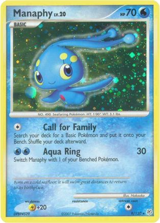 Manaphy 009/130 - Reverse Holofoil Diamond and Pearl - Holo Rare