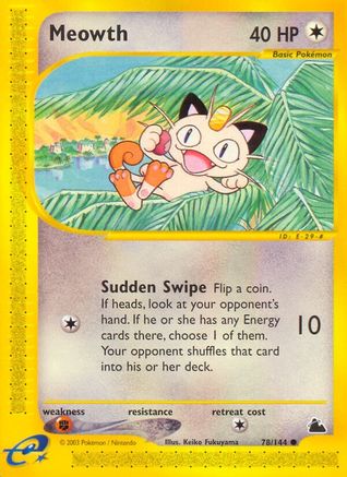 Meowth 078 - Reverse Holofoil Skyridge - Common