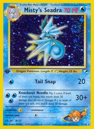 Misty's Seadra 009/132 - 1st Edition Holofoil Gym Heroes - Holo Rare