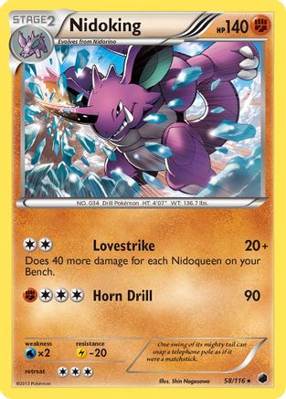Nidoking 058 - Reverse Holofoil Plasma Freeze - Rare