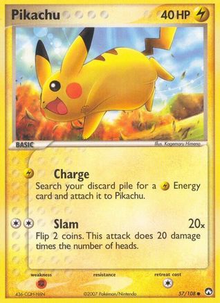 Pikachu 057/108 - Reverse Holofoil Power Keepers - Common