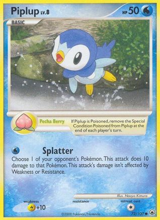 Piplup (72) 072/100 - Reverse Holofoil Majestic Dawn - Common