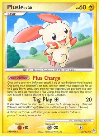 Plusle 036 - Reverse Holofoil Secret Wonders - Rare