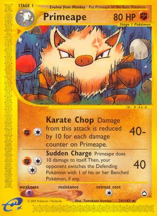 Primeape 029 - Reverse Holofoil Aquapolis - Rare