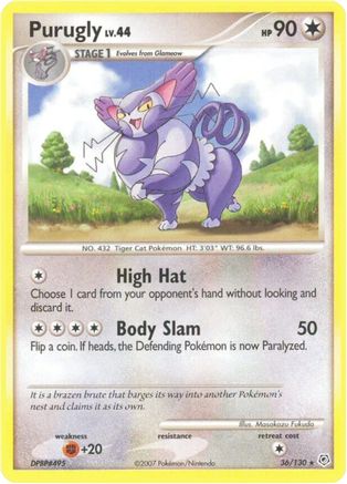 Purugly 036 - Reverse Holofoil Diamond and Pearl - Rare