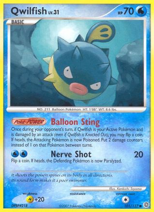 Qwilfish 101 - Reverse Holofoil Secret Wonders - Common