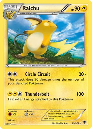 Raichu 043 - Reverse Holofoil XY Base Set - Holo Rare