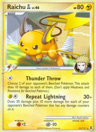 Raichu GL 031 - Reverse Holofoil Rising Rivals - Rare