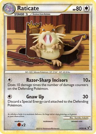 Raticate 034/90 - Reverse Holofoil Undaunted - Uncommon