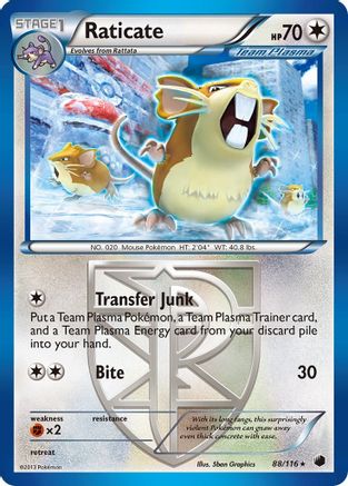 Raticate (Team Plasma) 088/116 - Reverse Holofoil Plasma Freeze - Rare