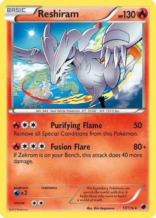 Reshiram 017/116 - Holofoil Plasma Freeze - Holo Rare