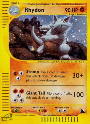 Rhydon (H27) H27 - Holofoil Skyridge - Holo Rare
