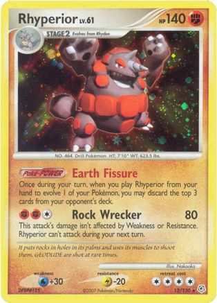 Rhyperior 012/130 - Holofoil Diamond and Pearl - Holo Rare