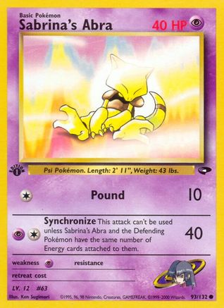Sabrina's Abra (93) 093/132 - Unlimited Gym Challenge - Common