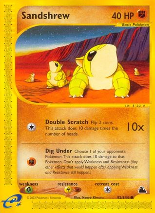 Sandshrew 092 - Reverse Holofoil Skyridge - Common