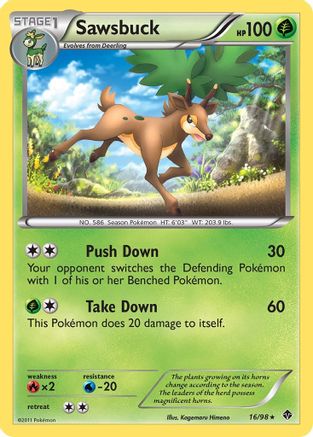 Sawsbuck 016 - Reverse Holofoil Emerging Powers - Rare