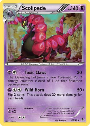 Scolipede 040 - Reverse Holofoil Emerging Powers - Rare