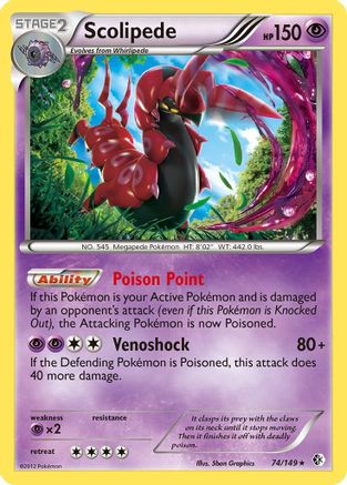 Scolipede 074 - Reverse Holofoil Boundaries Crossed - Holo Rare