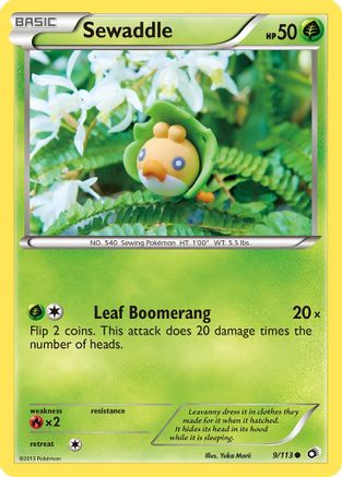 Sewaddle (9) 009/113 - Reverse Holofoil Legendary Treasures - Common