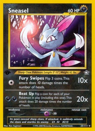 Sneasel 025/111 - 1st Edition Neo Genesis - Rare