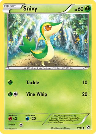 Snivy (1) 001/114 - Reverse Holofoil Black and White - Common