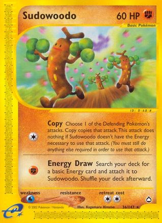 Sudowoodo 036 - Reverse Holofoil Aquapolis - Rare