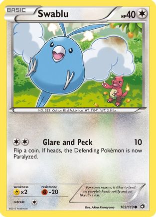 Swablu 103/113 - Reverse Holofoil Legendary Treasures - Common