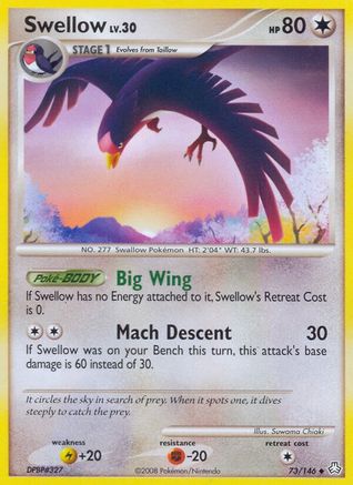 Swellow 073 - Reverse Holofoil Legends Awakened - Uncommon