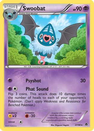 Swoobat 037 - Reverse Holofoil Emerging Powers - Rare