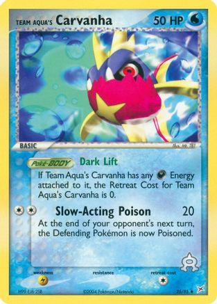 Team Aqua's Carvanha 025/95 - Reverse Holofoil Team Magma vs Team Aqua - Uncommon
