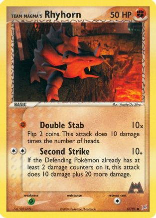 Team Magma's Rhyhorn 067/95 - Reverse Holofoil Team Magma vs Team Aqua - Common