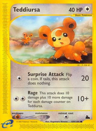 Teddiursa 109 - Reverse Holofoil Skyridge - Common