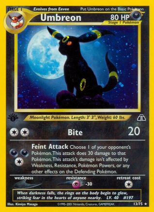 Umbreon (13) 013/75 - Unlimited Holofoil Neo Discovery - Holo Rare