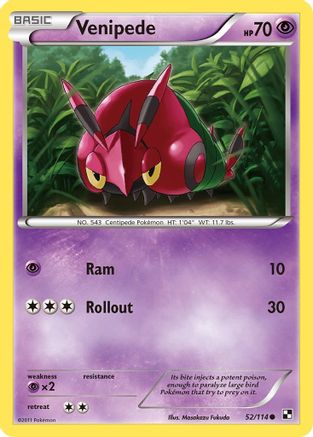 Venipede 052 - Reverse Holofoil Black and White - Common
