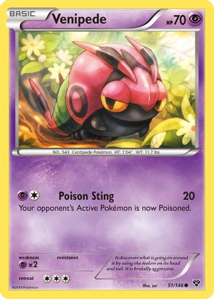 Venipede 051 - Reverse Holofoil XY Base Set - Common