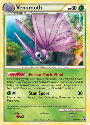 Venomoth 011/102 - Reverse Holofoil Triumphant - Holo Rare