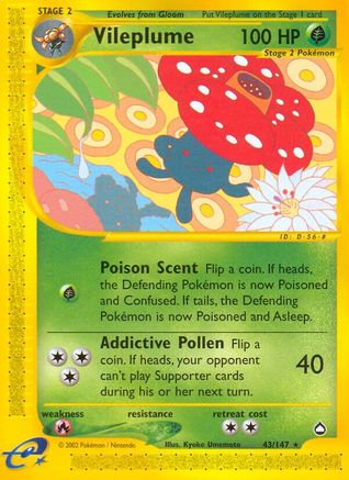 Vileplume 043 - Reverse Holofoil Aquapolis - Rare