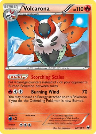 Volcarona 022/108 - Reverse Holofoil Dark Explorers - Holo Rare
