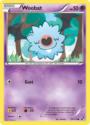 Woobat 050 - Reverse Holofoil Black and White - Common