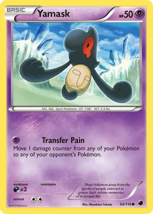 Yamask (54) 054 - Reverse Holofoil Plasma Freeze - Common