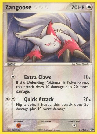 Zangoose 021 - Reverse Holofoil Emerald - Rare