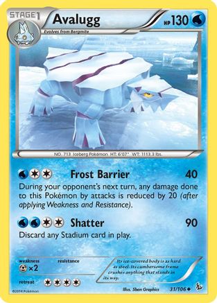 Avalugg 031 - Reverse Holofoil XY Flashfire - Uncommon