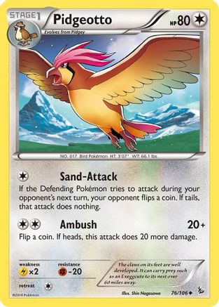 Pidgeotto 076/106 - Reverse Holofoil XY Flashfire - Uncommon