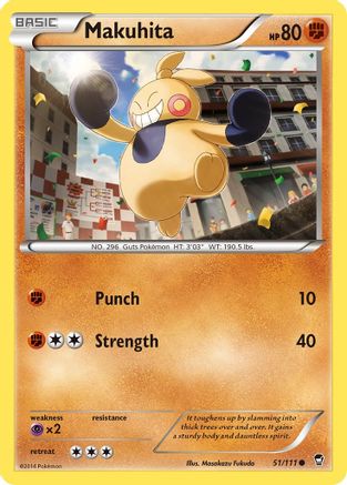 Makuhita 051 - Reverse Holofoil XY Furious Fists - Common
