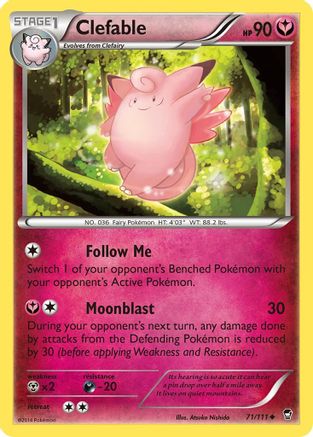 Clefable 071/111 - Reverse Holofoil XY Furious Fists - Uncommon