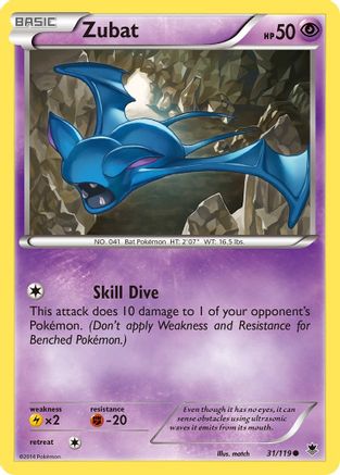 Zubat 031/119 - Reverse Holofoil XY Phantom Forces - Common