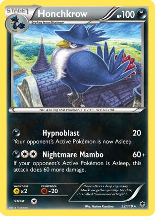 Honchkrow 052 - Reverse Holofoil XY Phantom Forces - Rare