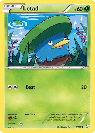Lotad 010/160 - Reverse Holofoil XY Primal Clash - Common