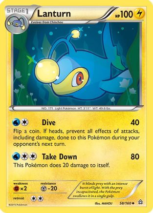 Lanturn 058 - Reverse Holofoil XY Primal Clash - Uncommon