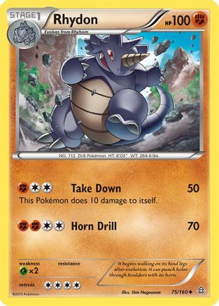 Rhydon 075 - Reverse Holofoil XY Primal Clash - Uncommon